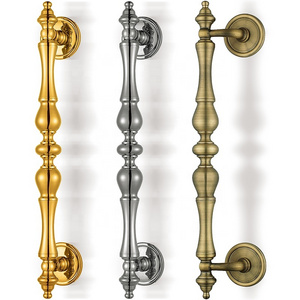 Main Entry Door Handle Set Luxury Gold Glass Door Push and Pull Handle Double Sided Knurled Brass Door Handle for Hotel Villa