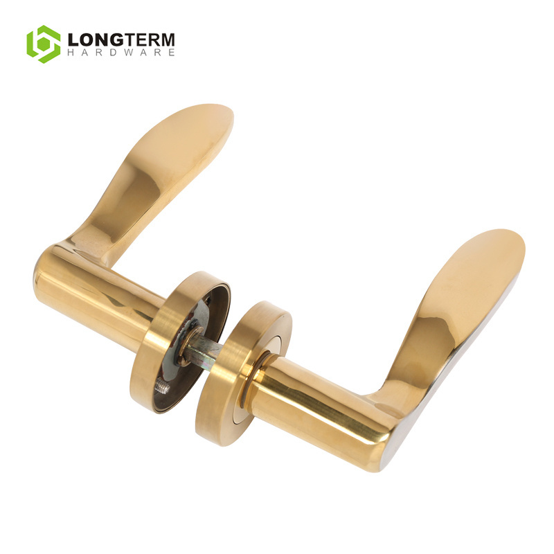 Luxury Security Interior Wooden Split Door Lock Handle Gold Modern Lever Door Handle Stainless Steel Bedroom Door Handle