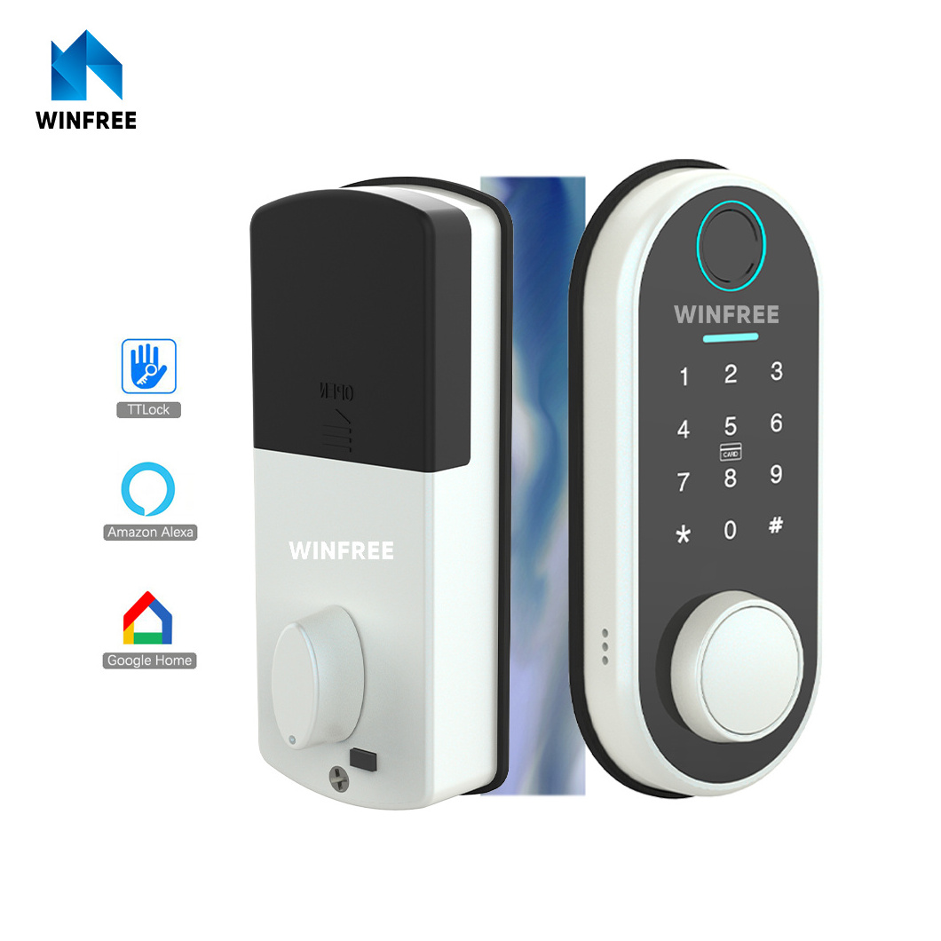 Deadbolt Smart Front Door Lock Digital Security WiFi Door Lock Biometric Fingerprint Smart Door Lock with Ttlock Alexa Card Key