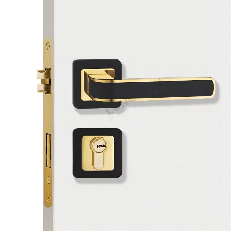 Modern Luxury Door Hardware Zinc Alloy Lever Handles Interior Doors Black Pull Handle Mortise Silent Door Lock Handle for House