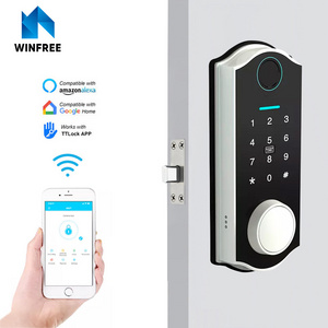 Front Door Ttlock Smart Intelligent Fingerprint Door Lock Digital Electronic Lock Card Wi-Fi Smart Door Lock Deadbolt with Alexa