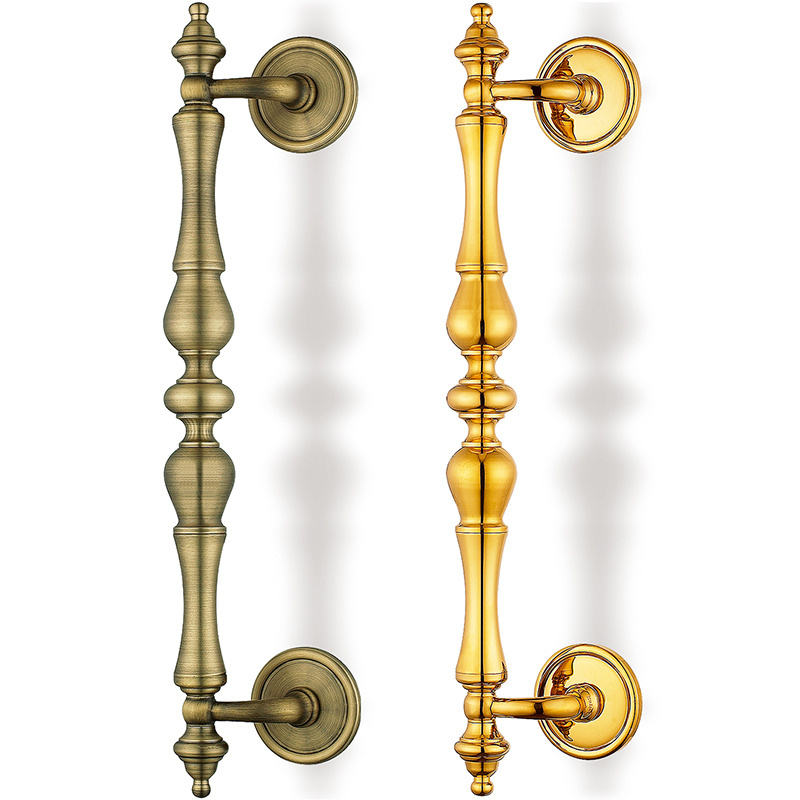 Main Entry Door Handle Set Luxury Gold Glass Door Push and Pull Handle Double Sided Knurled Brass Door Handle for Hotel Villa