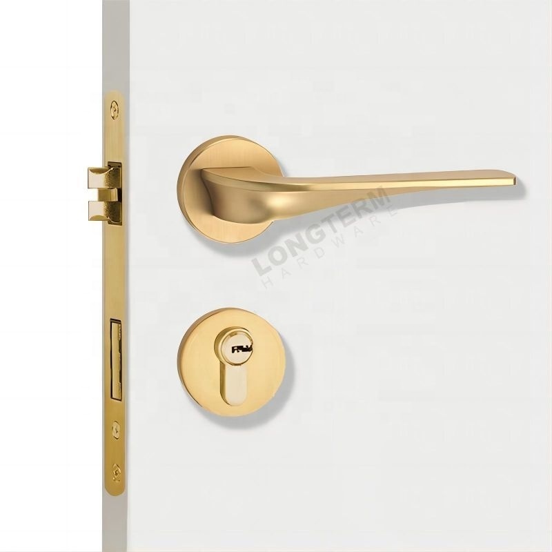 Wooden Door Locks Handle Zinc Alloy Silent Mortise Lock Handle Set Interior Door Lever Lock with 75 Cylinder Keys