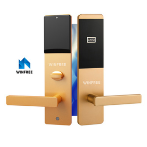 RFID Card Key Access Room Smart Door Lock Gold Electronic Security Keyless Entry Hotel Door Lock with Management Software System