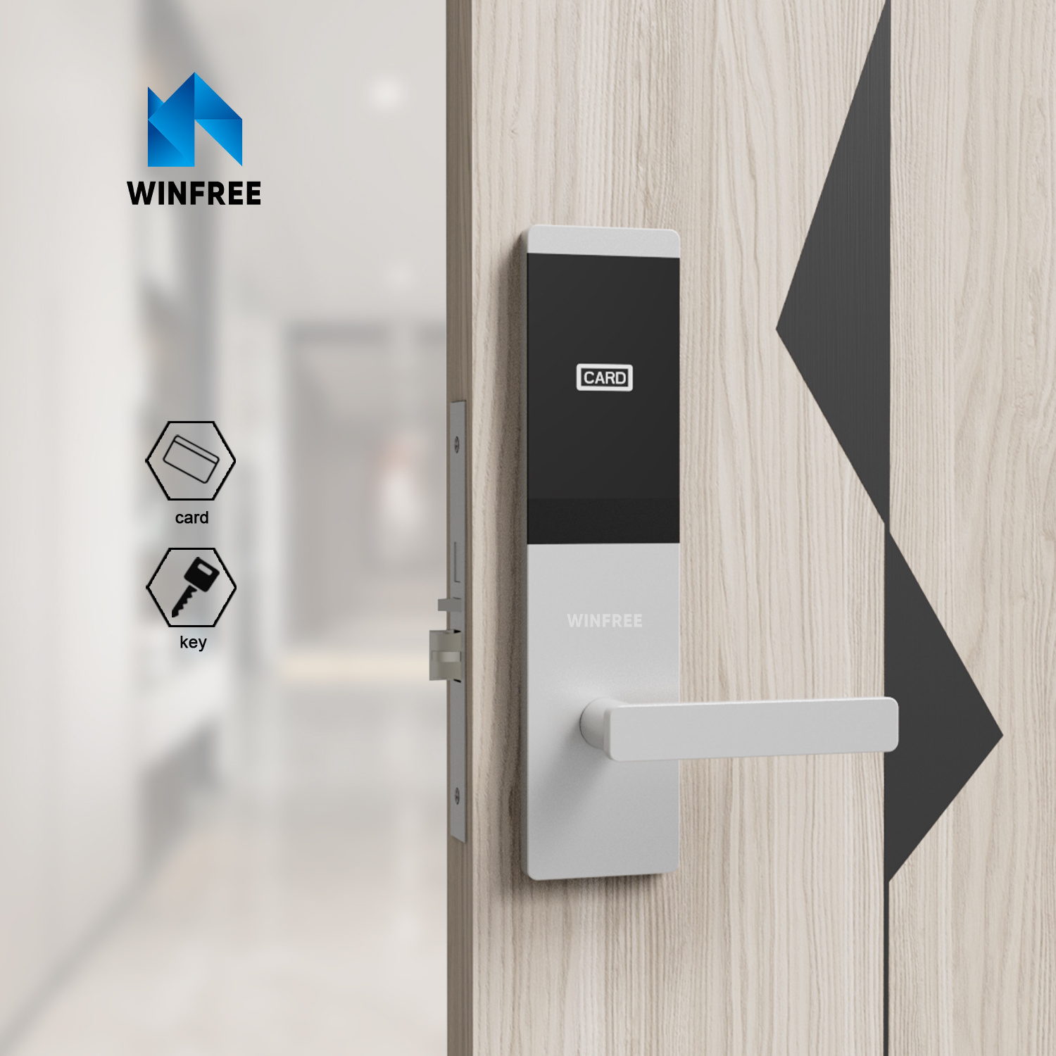 RFID Card Key Access Room Smart Door Lock Gold Electronic Security Keyless Entry Hotel Door Lock with Management Software System