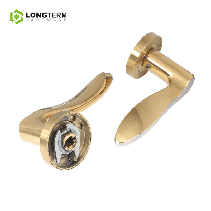 Luxury Security Interior Wooden Split Door Lock Handle Gold Modern Lever Door Handle Stainless Steel Bedroom Door Handle