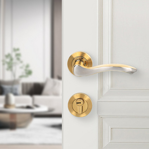 Luxury Security Interior Wooden Split Door Lock Handle Gold Modern Lever Door Handle Stainless Steel Bedroom Door Handle