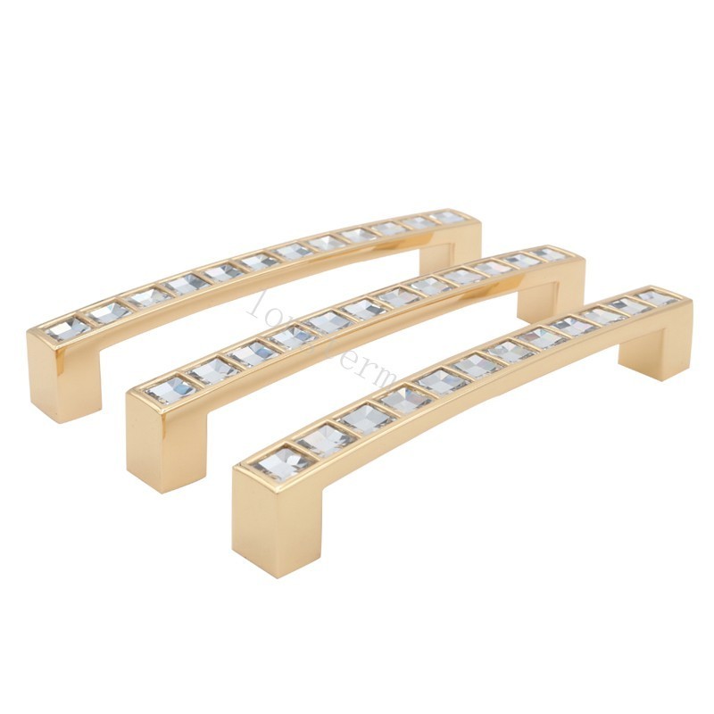 High Quality Furniture Handles Clear Glass Crystal Cabinet Handles Dresser Pulls Square Brushed Nickel Kitchen Cupboard Handle