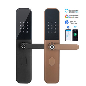 Security Electronic Digital Door Lock Safe Home Biometric Fingerprint Handle Deadbolt Smart Lock with Ttlock App Card CodeKeys