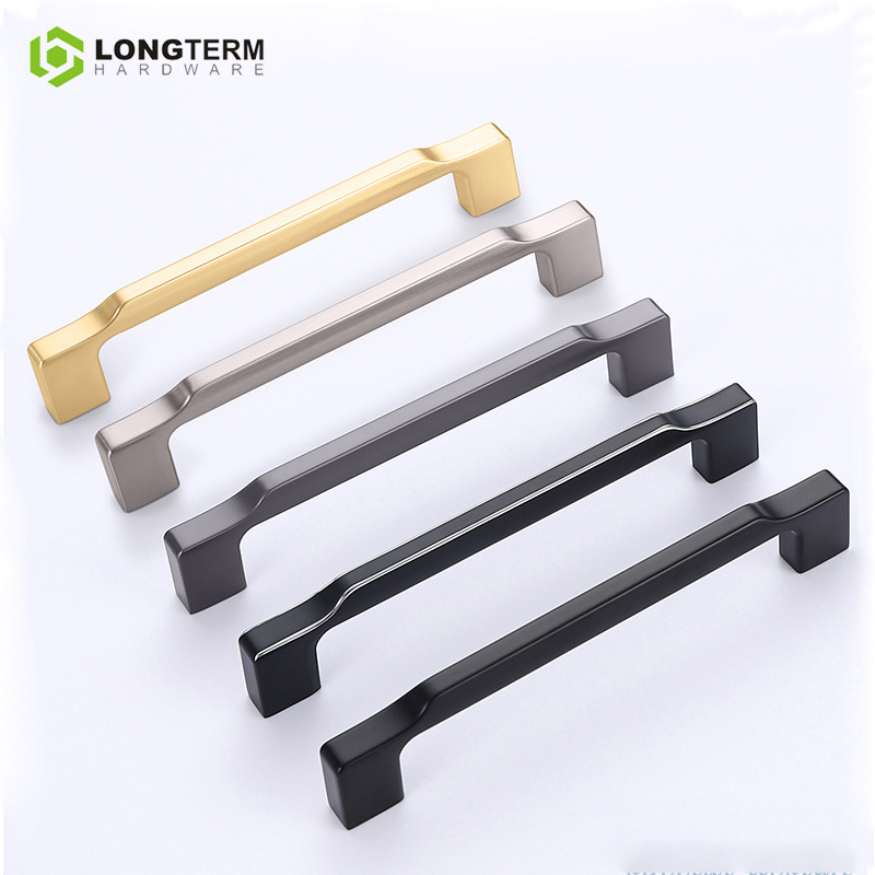 Modern Zinc Alloy Drawer Pulls Handles Furniture Cupboard Wardrobe Tiradores Solid Brass Kitchen Cabinet Handle