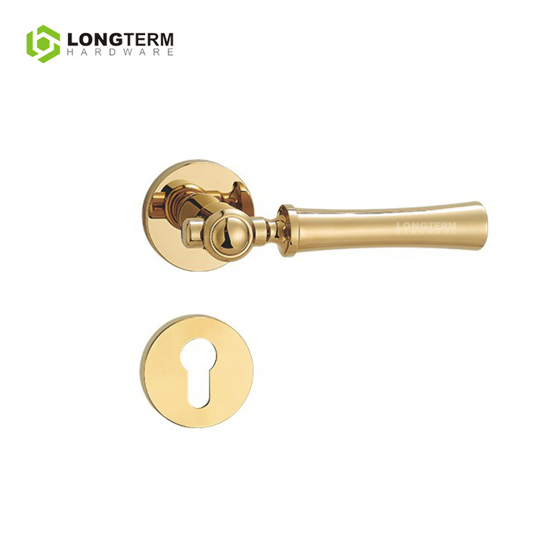 European Style Zinc Alloy Gold Black Brass Door Lock Hardware Manufacturer Tubular Lever Handle Modern Interior Door Handles