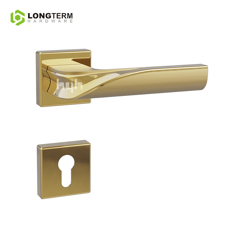 Zinc Alloy Patent Design Door Locks and Handles Luxury Modern Rose Gold Square Rosette Door Handle Privacy Door Lock for Bedroom