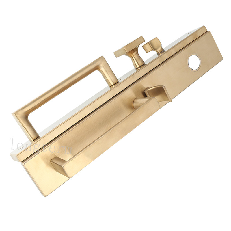 Strong SUS304 Long Plate Door Handle Luxury Big Security Mortise Lock Stainless Steel Door Handle Lock for Villa