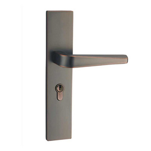 Stainless Steel Home Security Door Lockset Fancy Plate Main Entrance Door Lever Handles with Key Lock