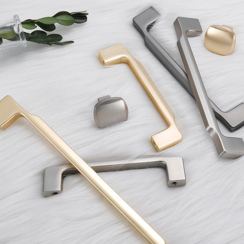 Modern Kitchen Cabinets Door Handles Black Gold Solid Zinc Alloy Drawer Hardware Pull Cupboard Handles Cabinet Pulls and Knobs