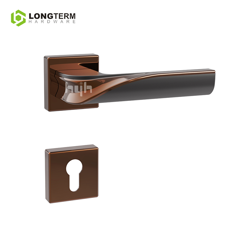 Zinc Alloy Patent Design Door Locks and Handles Luxury Modern Rose Gold Square Rosette Door Handle Privacy Door Lock for Bedroom