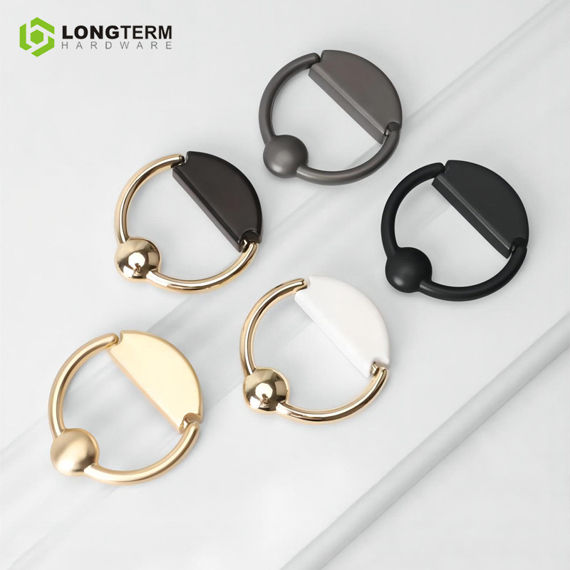 Modern Zinc Alloy Cabinet Flush Pull Handles Luxury Gold Finger Pull Drawer Handle for Furniture