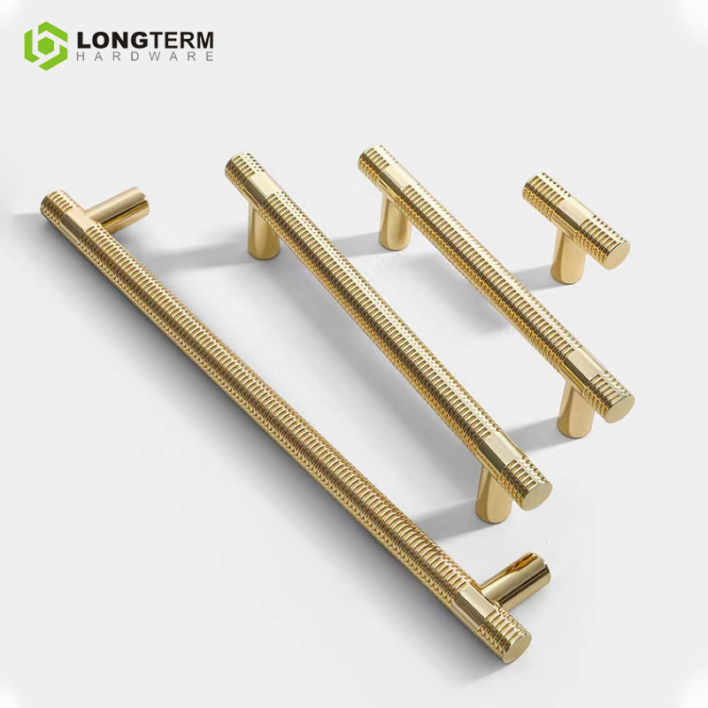 Cabinet Hardware Kitchen Cabinet Pulls and Handles Knurled Textured Wardrobe K Gold Solid Drawer Door Pull Knob Furniture Handle