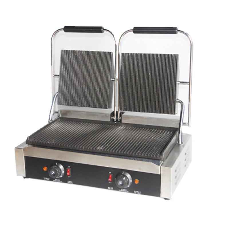 Table Top Commercial Industrial Panini Griddle Press Grill Contact Ribbed Plate Electric Sandwich Maker