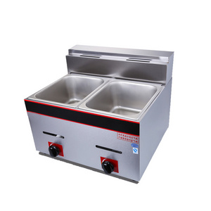 Commercial Restaurant Stainless Steel Double Tanks Gas Deep Fryer /LPG Gas Chips Fish Deep Fat Fryer For Sale