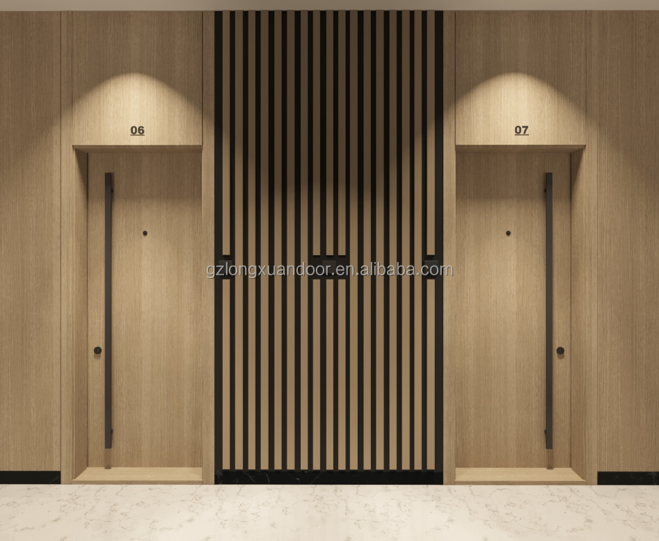 composite hotel fireproof doors interior Custom size 20/30/60/90minutes fire rated timber door EN-1634 fire hotel doors