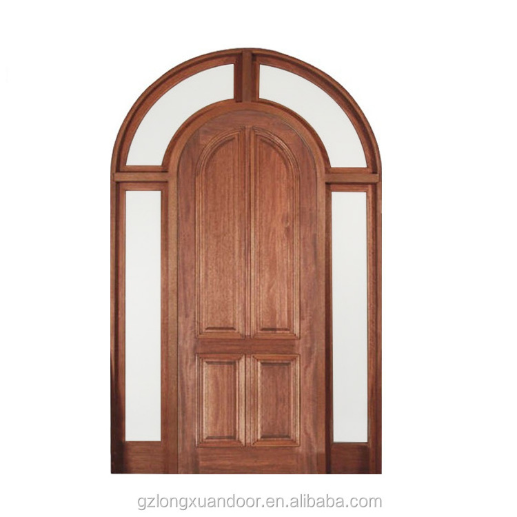 2023 classical Wooden arch church front door exterior walnut wood carving door  for house