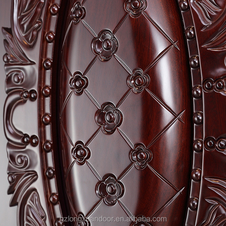 Classic solid wood flower carving indian main wooden roman pillar single front door designs