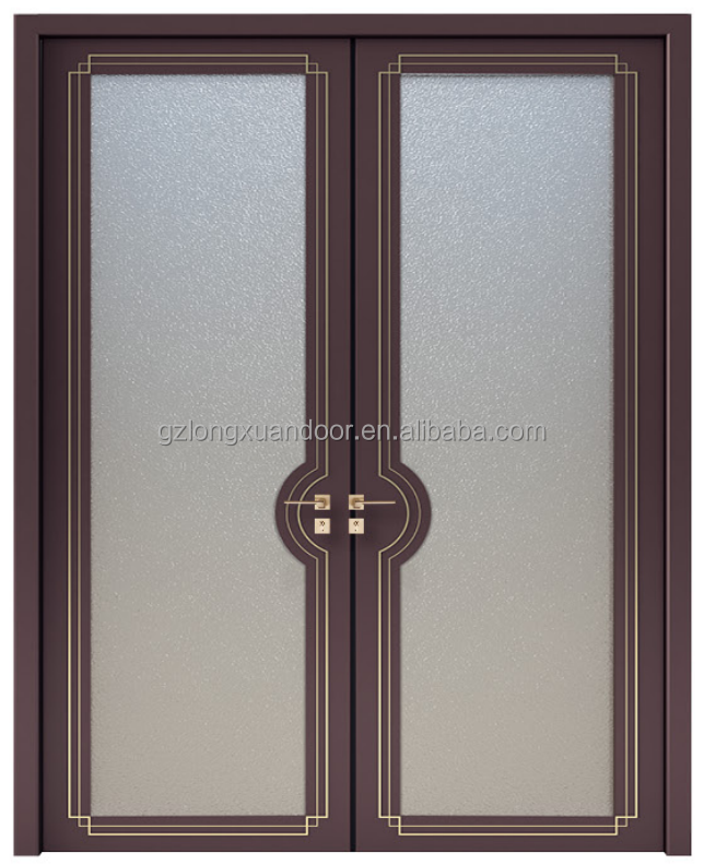 LONGXUAN interior kitchen wood simple design half temper glass door design wooden single door designs glass pantry door