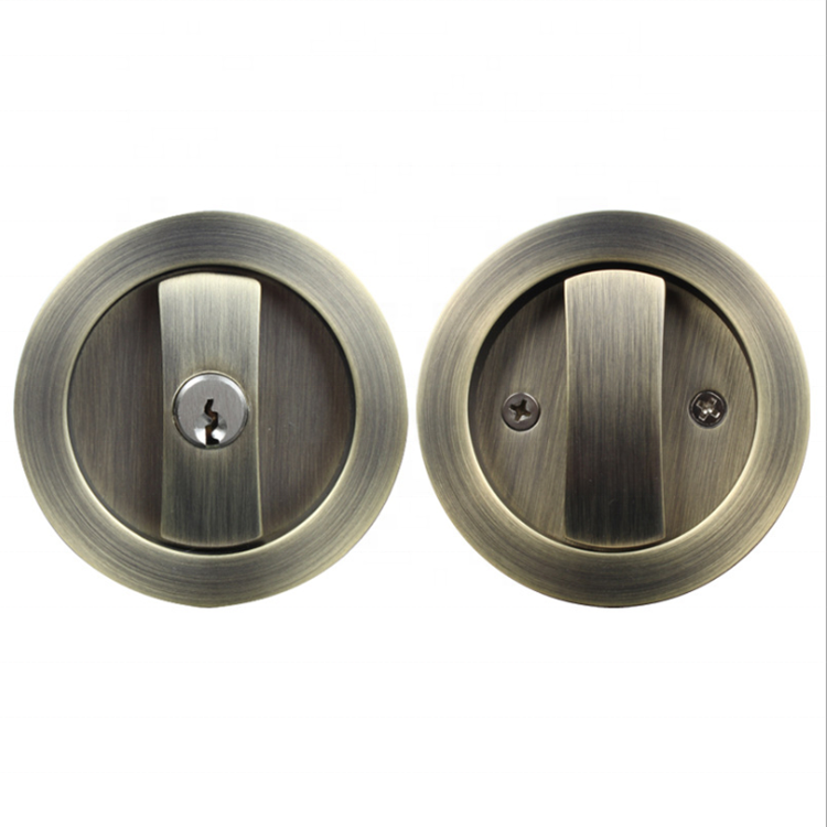 Europe style square shape sliding wood door lock ,zinc alloy pocket door privacy lock with key