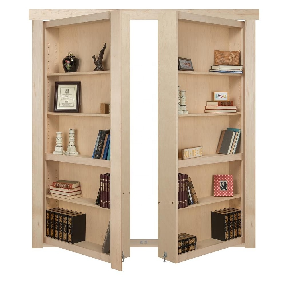 Thailand wood with cabinet and bookshelf door design interior swing secret hidden murphy door