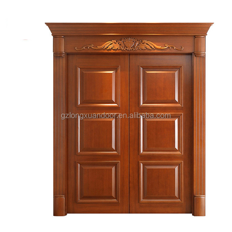 classic villa entry double leaf 6 panel carving wooden front door designs