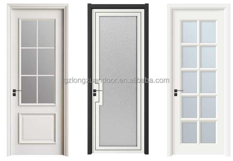 LONGXUAN interior kitchen wood simple design half temper glass door design wooden single door designs glass pantry door