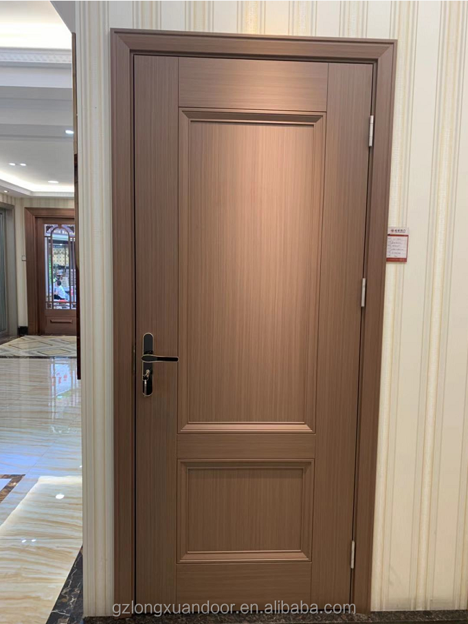 moisture proof ,sound proof door solid wood timber panel flush with aluminum line for interior door