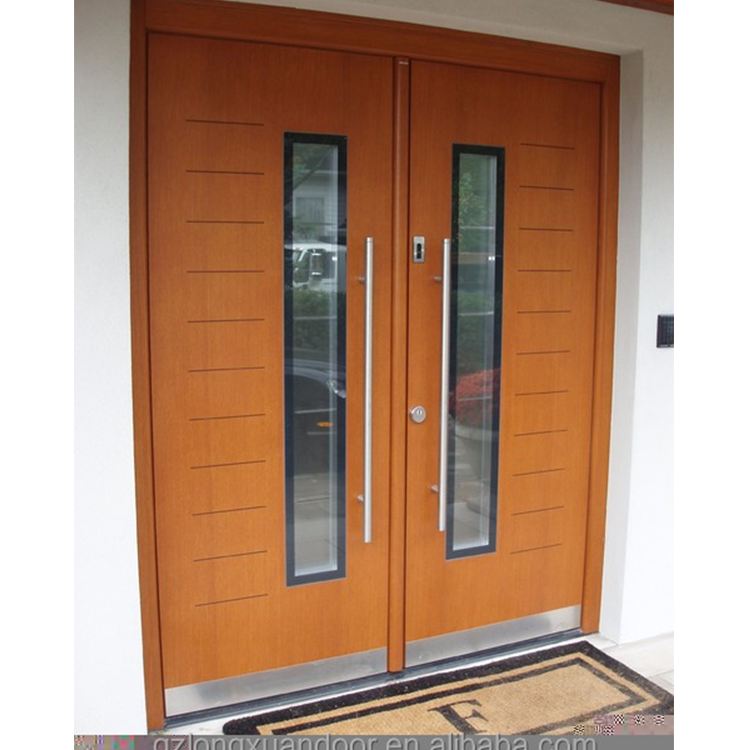 solid core wood glass  fire rate wood doors with  panic bar  closer for exit passage