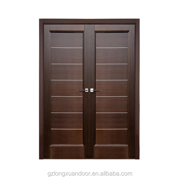 Modern style swing arch double doors teak wood glass door design