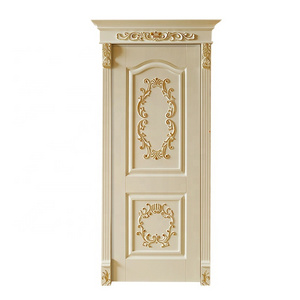 European style Roman column door head latest design luxury fancy interior wood white color wood solid wood carving internal door