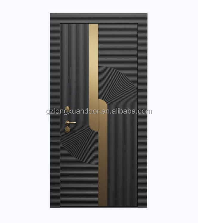 The newest German type splicing bedroom room door modern design vertical lines veneer wood plywood MDF internal interior door