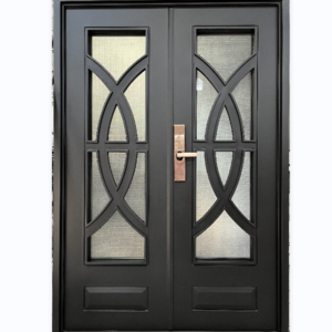 high good quality Modern main  exterior door grill design wrought iron double gate design metal wrought iron door