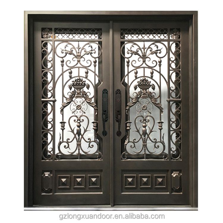 Front door high quality glass wrought iron door for exterior