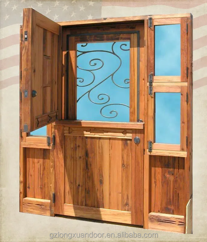 Dutch Doors Traditional Farm Wooden Half Door Farm Exterior Metal Classic Decoration Swing Graphic Design Interior Door Villa