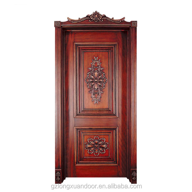 European style Roman column door head latest design luxury fancy interior wood white color wood solid wood carving internal door