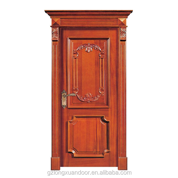 European style Roman column door head latest design luxury fancy interior wood white color wood solid wood carving internal door