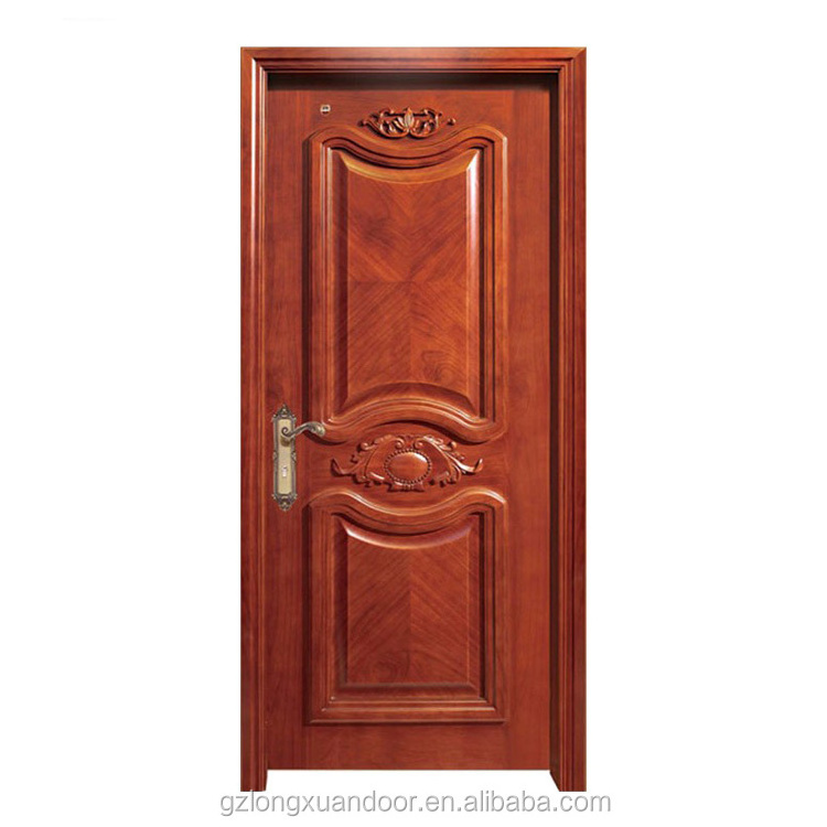 PU paint Classic style single door designs interior Parquet wooden Carved rounded door in for Entrance door