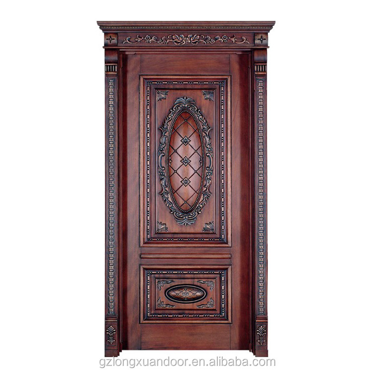 European style Roman column door head latest design luxury fancy interior wood white color wood solid wood carving internal door