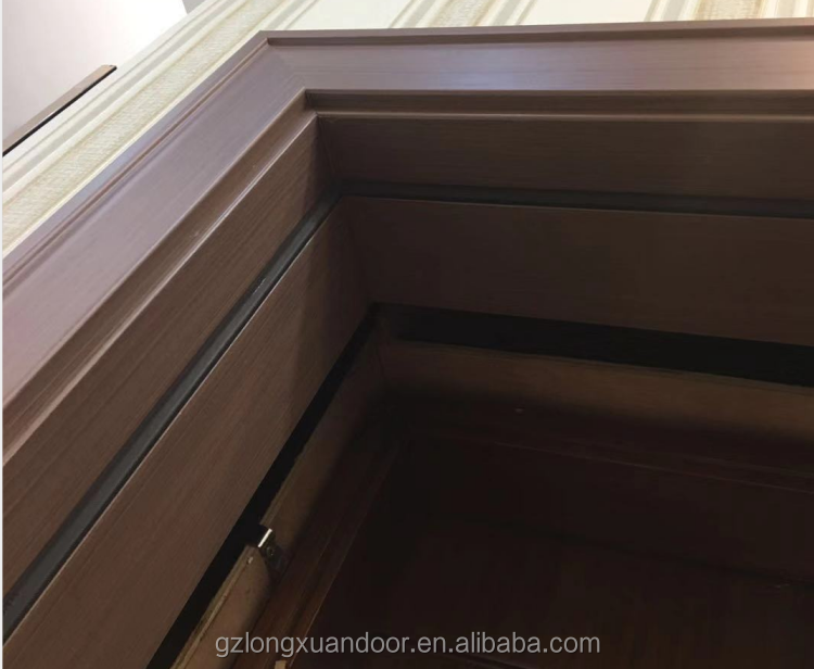 moisture proof ,sound proof door solid wood timber panel flush with aluminum line for interior door