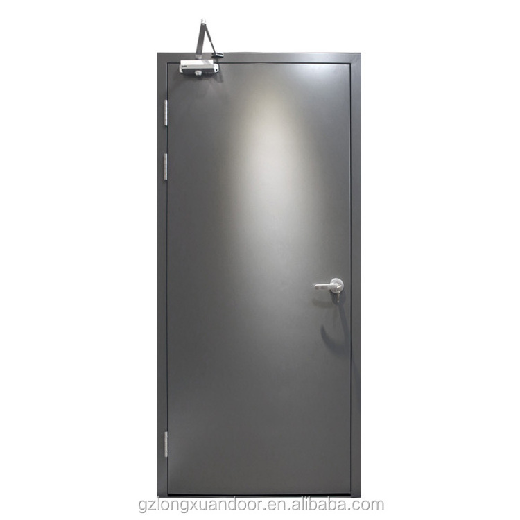 Interior one two three hour fire rated escape flush door single leaf metal steel material fireproof doors