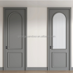 LONGXUAN interior kitchen wood simple design half temper glass door design wooden single door designs glass pantry door