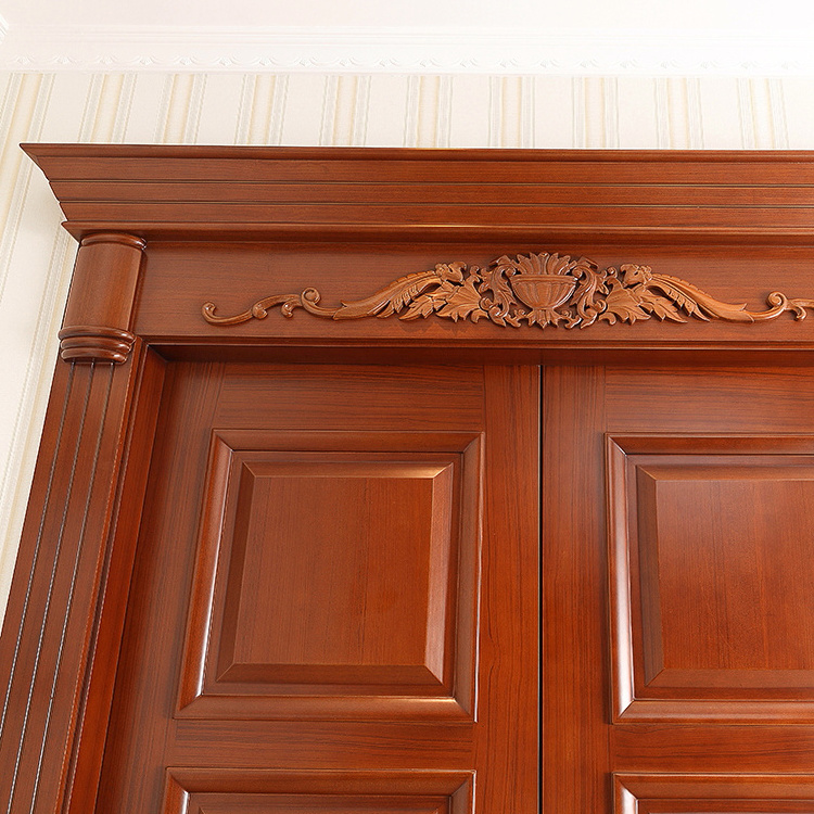 classic villa entry double leaf 6 panel carving wooden front door designs