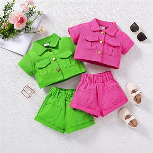 3 4 5 6 7 Years Old Denim Suit Jean Short Kids Summer Clothes Toddler Girls Clothing Sets Smocked Children Clothes Wholesale