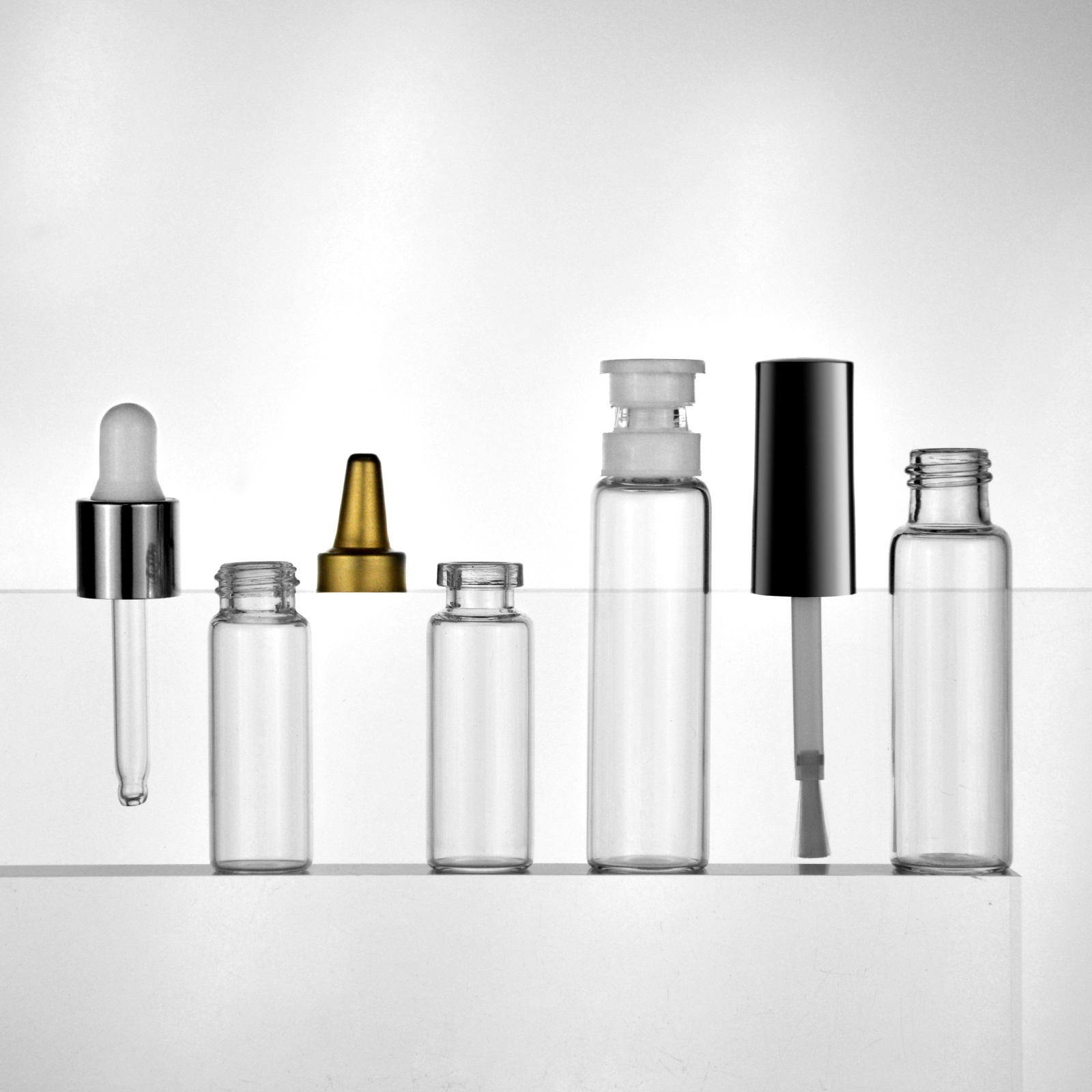 Reusable Pull Tube Bottle Aluminum Ring Essential Oil Perfume Glass Bottle Travel Small Sample Glass Oil Dropper Bottle